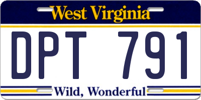 WV license plate DPT791