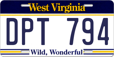 WV license plate DPT794
