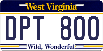 WV license plate DPT800