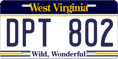 WV license plate DPT802