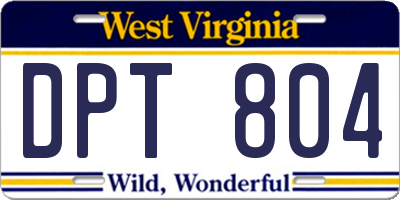 WV license plate DPT804