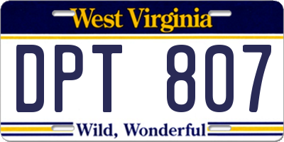 WV license plate DPT807