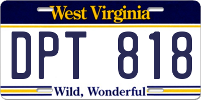 WV license plate DPT818