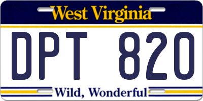 WV license plate DPT820
