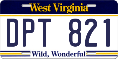 WV license plate DPT821
