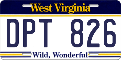 WV license plate DPT826
