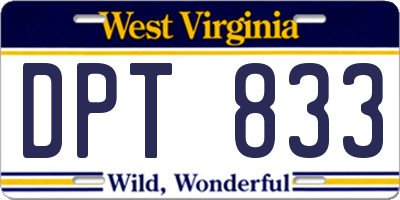 WV license plate DPT833
