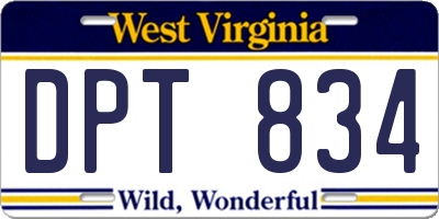 WV license plate DPT834