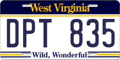 WV license plate DPT835