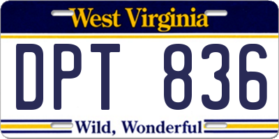 WV license plate DPT836