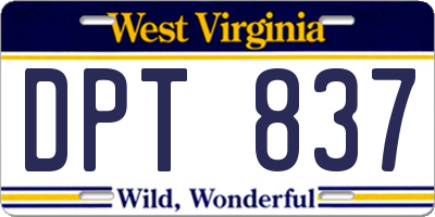 WV license plate DPT837