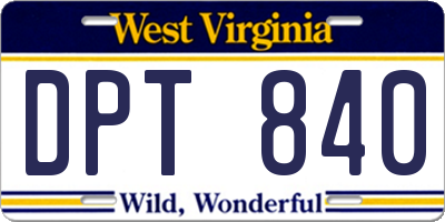 WV license plate DPT840