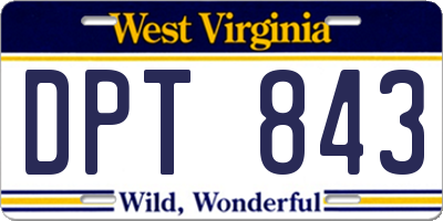 WV license plate DPT843