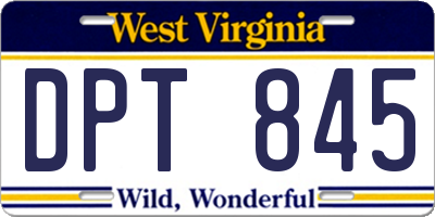 WV license plate DPT845