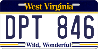 WV license plate DPT846