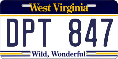 WV license plate DPT847