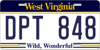 WV license plate DPT848