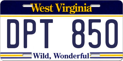 WV license plate DPT850