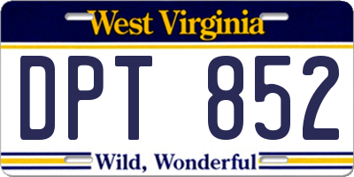 WV license plate DPT852