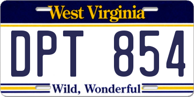 WV license plate DPT854