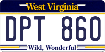 WV license plate DPT860