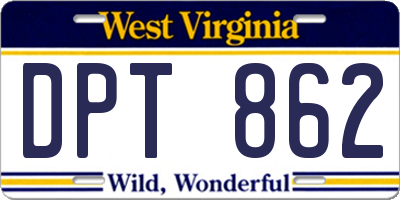 WV license plate DPT862