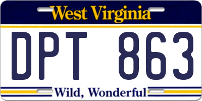 WV license plate DPT863