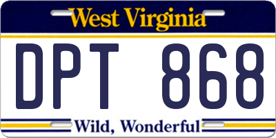 WV license plate DPT868