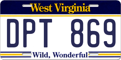 WV license plate DPT869