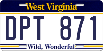 WV license plate DPT871