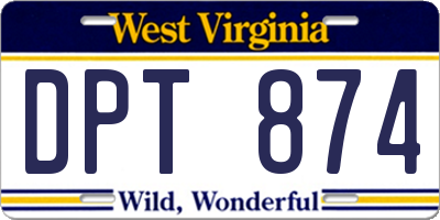 WV license plate DPT874
