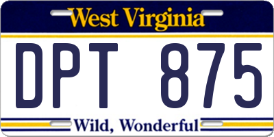 WV license plate DPT875