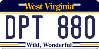 WV license plate DPT880