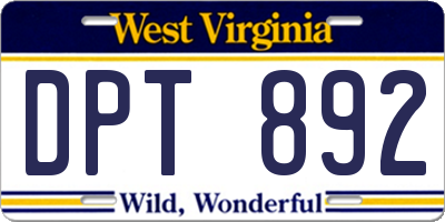 WV license plate DPT892