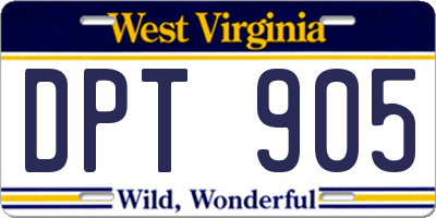 WV license plate DPT905