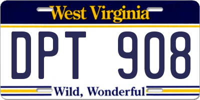 WV license plate DPT908