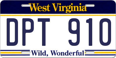 WV license plate DPT910