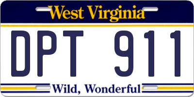 WV license plate DPT911