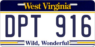 WV license plate DPT916