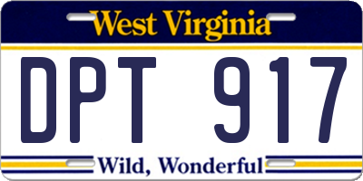 WV license plate DPT917