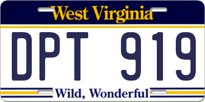 WV license plate DPT919