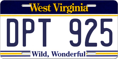 WV license plate DPT925