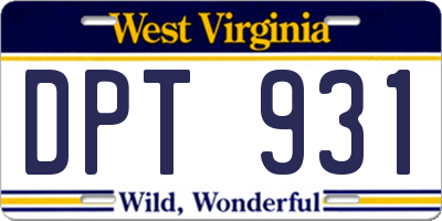 WV license plate DPT931