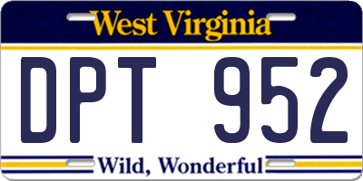 WV license plate DPT952
