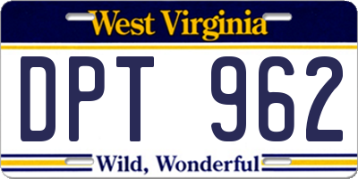 WV license plate DPT962
