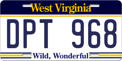 WV license plate DPT968
