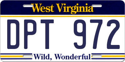 WV license plate DPT972