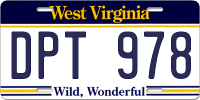 WV license plate DPT978