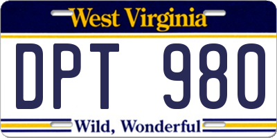 WV license plate DPT980