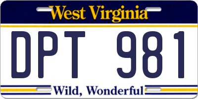 WV license plate DPT981